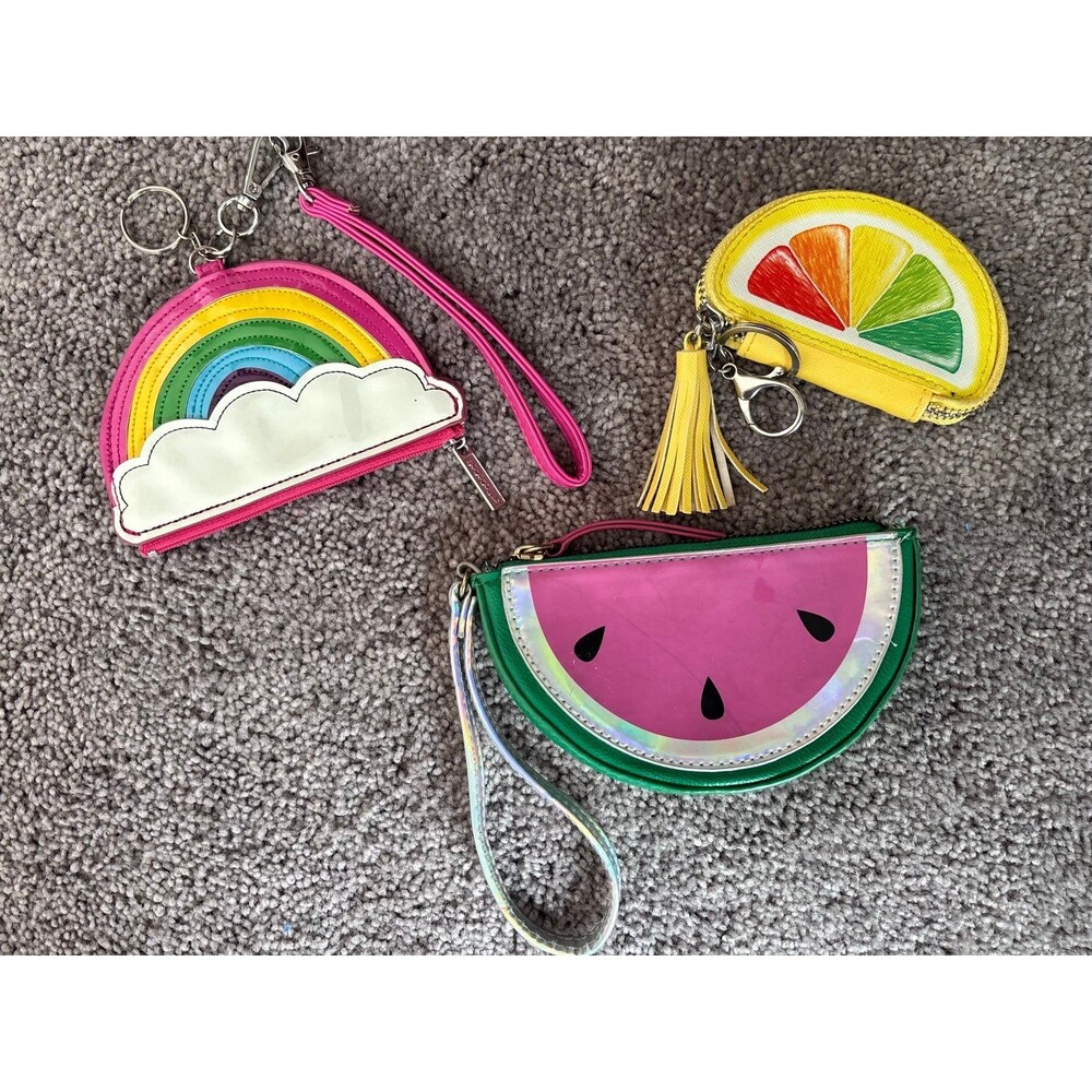 Claire's Girl’s Accessories Coin Purse Set Rainbow/Cloud, Watermelon, Citrus